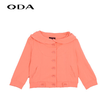 QDA品牌女装纯棉娃娃领连帽短外套38157681 下架 黄色 M