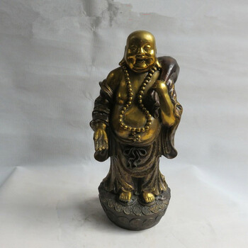 皇顺 铜布袋和尚佛像摆件弥勒佛仿古铜像家居铜器摆件