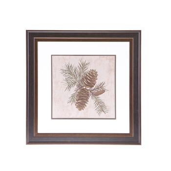 美式复古精湛坚果绣花墙画 果叶刺绣装饰画(松子)-103359 55