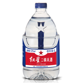 红星 白酒 二锅头 清香风格 52度 5L 桶装 高度白酒（新老包装随机发货）