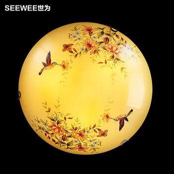 世为SEEWEE 欧式田园吸顶灯圆形客厅阳台灯简约LED卧室灯温馨中式吸顶灯 鸟语花香50CM(LED款 30W)