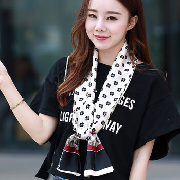 小丝巾夏季脖子薄款小方巾女夏天复古日系百搭韩国网红细长条围巾