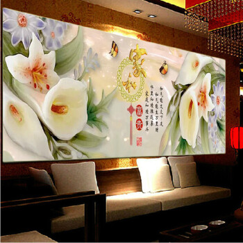 
                                        珍宝皇室蒙娜丽莎十字绣客厅新款花开富贵家和万事兴百合玉兰卧室大幅精准印花系列 11CT中格棉线精准印花190*70CM三股线绣                