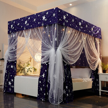 5m支架一体式1.8米床 【梦星空】床帘 支架 网纱 1.2m(4英尺)床