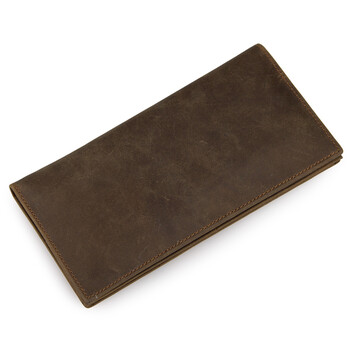 siikiss真皮男士钱包 复古疯马皮钱包 长款钱包 钱包 深棕色