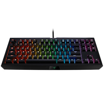 
                                        雷蛇（Razer）BlackWidow TE Chroma黑寡妇蜘蛛竞技幻彩版 87键游戏机械键盘 黑色 绿轴                