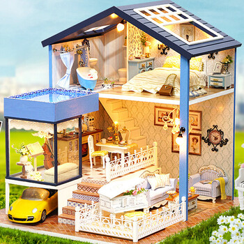 智趣屋diy小屋西雅图别墅 大型手工制作拼装小房子模型 创意生日礼物