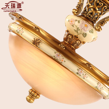 天瑞源 欧式半吊灯 复古田园吊灯单锅树脂铁艺灯饰门厅过道吸吊灯