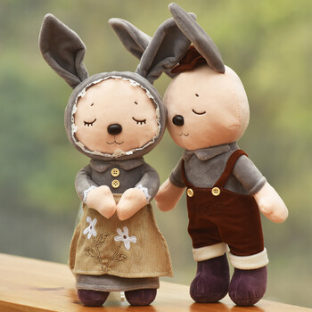 情侣兔公仔婚庆压床布娃娃一对毛绒玩具生日礼物小兔子结婚礼r 一对