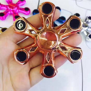 铝合金属质感六叶彩色指尖陀螺无声静音 玫瑰金