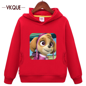 红色 带帽 160cm_现价vkque 新款春秋冬季汪汪队立大功儿童男女上衣