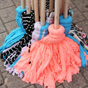 棉木条墩布家用老式家棉拖把 棉布木头柄拖把 家用布条拖把 吸水拖把