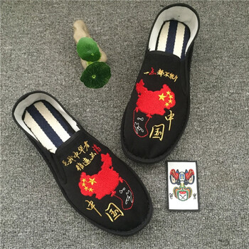 款刺绣社会人休闲男鞋一脚蹬 色鬼布艺精神小伙低帮鞋 e中国地图 38
