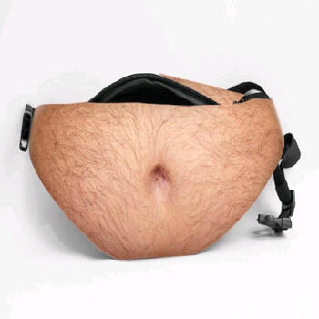 衣仓铺创意肚腩腰包防骚扰仿真啤酒肚腰包运动收纳袋 少毛肚子 5寸