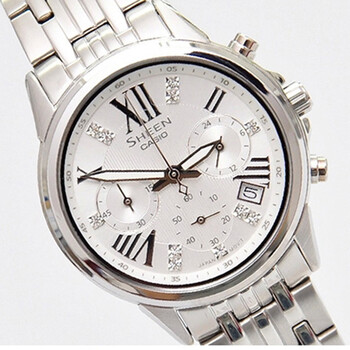 卡西欧(casio)手表 sheen系列she-5026三眼水钻女表 she-5026d-7a