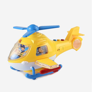 滑行飞机彩灯音乐早教益智玩具飞机模型惯性车惯性玩具 直升飞机-黄色