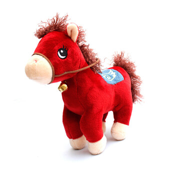 马年货吉祥生肖福马到成功小马玩偶毛绒玩具圣诞年会礼物 枣红 约25cm