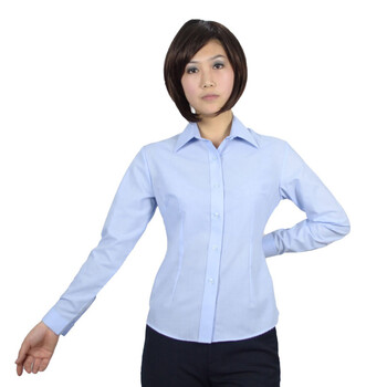 浅末 男女长袖职业装时尚商务衬衫职业装男女款衬衣 ZW0730 浅蓝色 M男