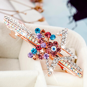 【京东严选】日韩发夹盘发卡夹子韩版头饰水钻顶夹花朵弹簧夹盘发饰品