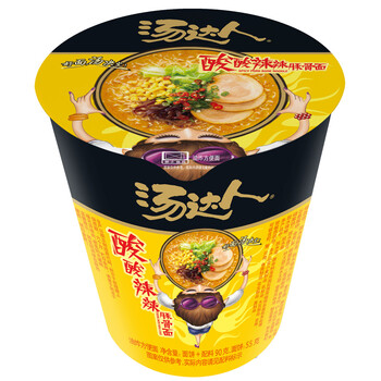 统一汤达人 酸酸辣辣豚骨面 杯面 90g*12杯 整箱批发 方便面泡面速食