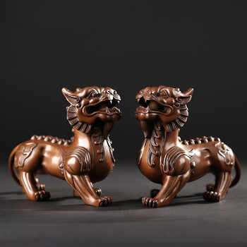 德祥缘双角貔貅紫铜貔貅摆件工艺品客厅办公室家居装饰品公司乔迁开业