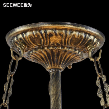 世为SEEWEE 地中海客厅吸顶灯欧式圆形温馨创意卧室门厅房间灯饰大厅半吸顶灯 蓝色367---6+1头