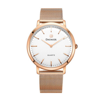 丹玛(daumier)手表 米勒奥系列石英钢带男表dm9616 白面玫瑰金色钢带