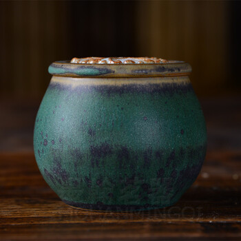 
                                        台湾茶具 林义杰作品 花盖小茶仓 茶叶罐 储茶罐 功夫茶具茶道                