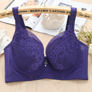 大胸显小大码调整型全罩杯薄款文胸聚拢性感文胸d杯 深蓝色 90d