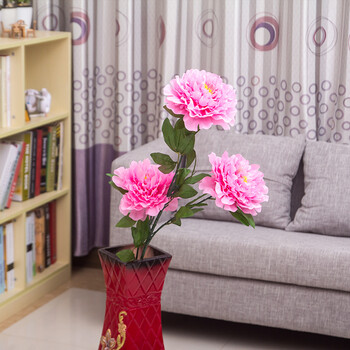牡丹/高品质仿真牡丹花落地假花客厅摆放花卉绢花仿真花束装饰花 粉红