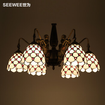 世为SEEWEE 地中海客厅吊灯 创意蒂凡尼餐厅灯饰大气欧式田园卧室吊灯具 三头款