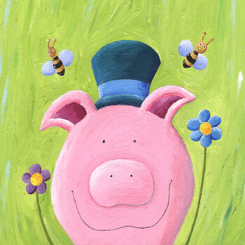 儿童房装饰画卡通仿油画可爱卧室壁挂画饭厅餐厅墙画幼儿园无框画 032