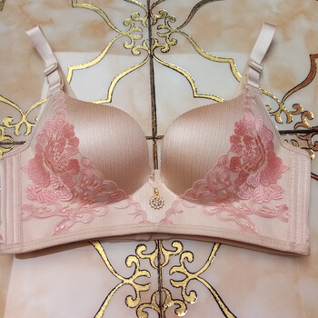 性感刺绣花无钢圈女内衣文胸套装小胸聚拢侧收副乳调整型奶罩 肤色