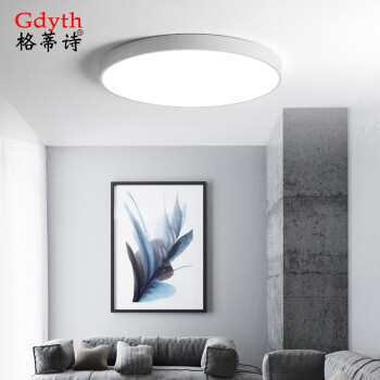 格蒂诗（Gdyth） 现代简约薄款吸顶灯客厅灯圆形LED创意黑白卧室灯阳台衣帽间灯具 哑白 φ60*5CM-无极调光