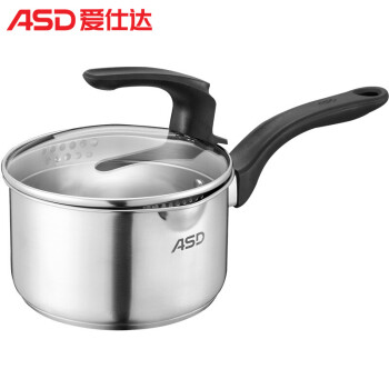 
                                        爱仕达奶锅 ASD 16CM可立盖304不锈钢小奶锅 电磁炉通用煮奶锅 LG1916                