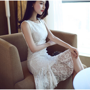 伊丽贝莎韩版新款修身显瘦高低领蕾丝针织两件套连衣裙针织衫女中长款包臀连衣裙女 配腰带 蕾丝内胆单件 均码