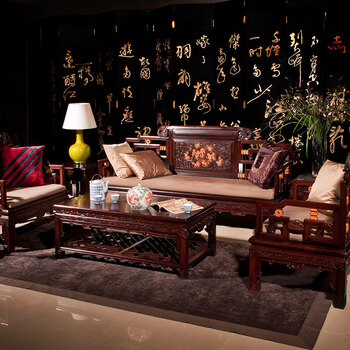 允典家具 明清古典 天王九狮系列 客厅沙发六件套 栗壳色_现价416500