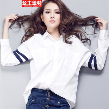 公主蓬特  2016衬衫bf风百搭长衬衫女长袖长款纯棉衬衣G1 白色 均码