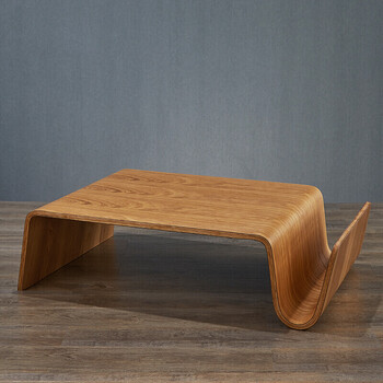 霍客森 曲木板边几 创意小边几 多用实木茶几桌几 简约现代桌子 胡桃
