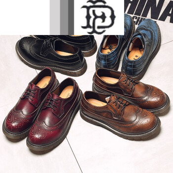 ed2017新款秋季布洛克雕花男鞋韩版潮鞋工装鞋休闲英伦复古圆头大鞋