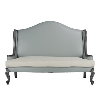 荣麟梧桐法式皮布沙发头层牛皮实木单人客厅沙发组合小户型av258瓦松