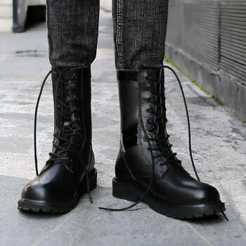 杂酷保暖棉靴大码男靴牛皮长筒军靴加绒 jr8686黑色*单靴 46