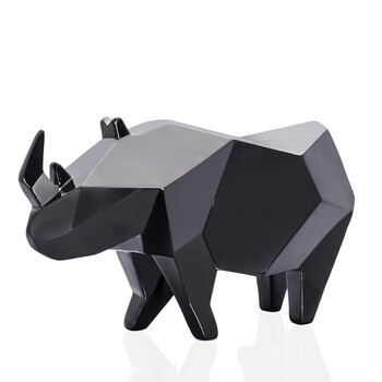 创意几何犀牛后现代简约软装家居饰品橱窗抽象摆件 黑色