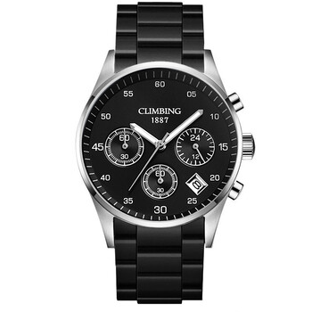 攀登(climbing)手表 正品18k金运动防水男石英表 三眼跑秒表 c~6010