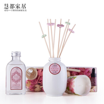 包邮 金王无火香薰精油室内香熏藤条挥发熏香礼盒 香薰干花套装 海滩漫步120ml大瓶精油-清爽怡人