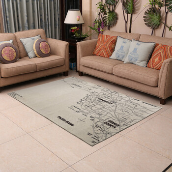 家用地毯卧室茶几地毯垫子洛杉矶地图款 防滑可机洗 348米色 40x60