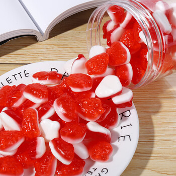 圣诞可爱双层草莓造型水果味口力trolli橡皮糖口味糖果qq软糖 双层