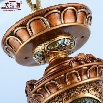 天瑞源 欧式吊灯 客厅灯 卧室灯 餐吊灯 LED吊灯 高档仿木纹吊灯 复古仿大理石雕花 五头朝下吊灯
