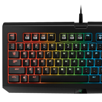 
                                        雷蛇（Razer）BlackWidow TE Chroma黑寡妇蜘蛛竞技幻彩版 87键游戏机械键盘 黑色 绿轴                