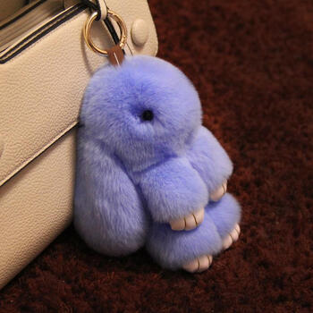 品獭兔毛垂耳兔兔小兔子毛绒玩具手机挂饰钥匙扣 天蓝色常规版高18cm